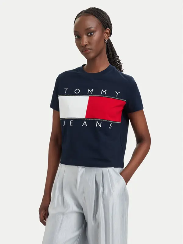 Tommy Jeans Tommy Jeans T-shirt Flag DW0DW22818 Tamnoplava Regular Fit