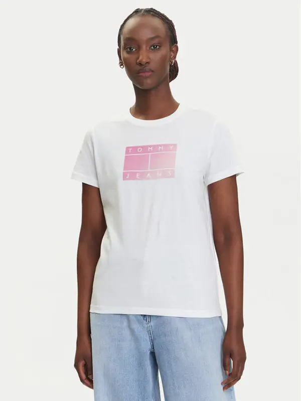 Tommy Jeans Tommy Jeans T-shirt Gradient Flag DW0DW20905 Bijela Regular Fit