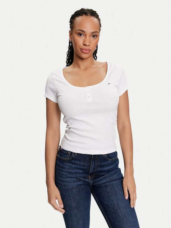 Tommy Jeans Tommy Jeans T-shirt Henley DW0DW18669 Bijela Slim Fit