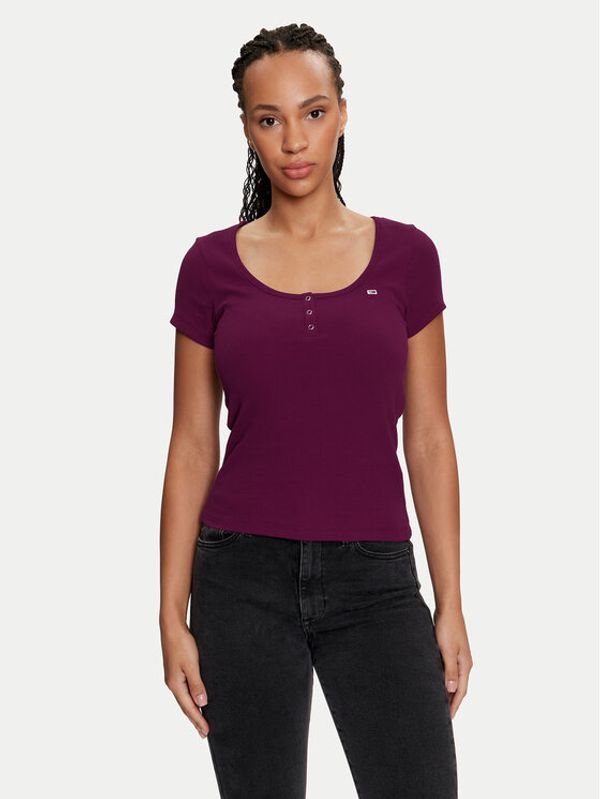 Tommy Jeans Tommy Jeans T-shirt Henley DW0DW18669 Ljubičasta Slim Fit