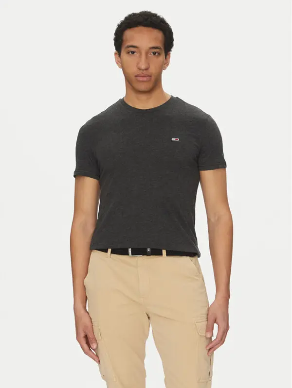 Tommy Jeans Tommy Jeans T-shirt Jaspe DM0DM20363 Crna Slim Fit