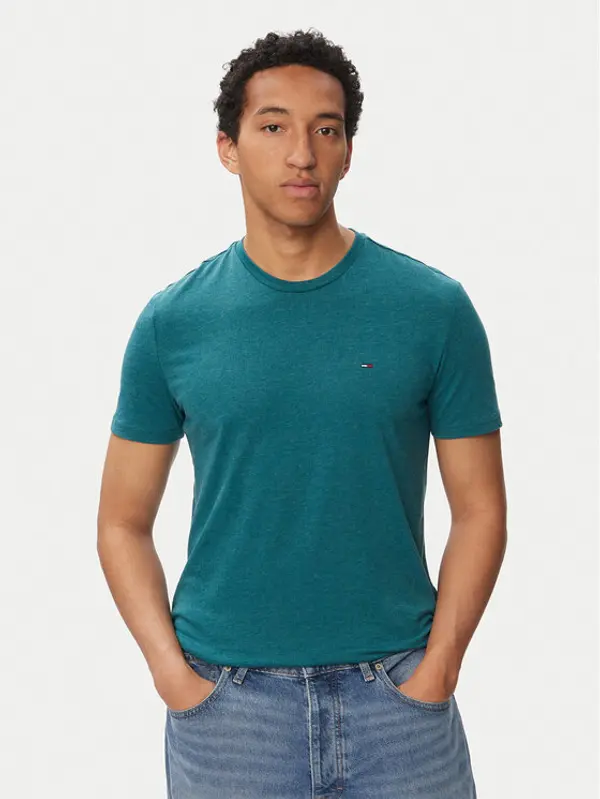 Tommy Jeans Tommy Jeans T-shirt Jaspe Htr Tee Ext DM0DM20363 Tirkizna Slim Fit
