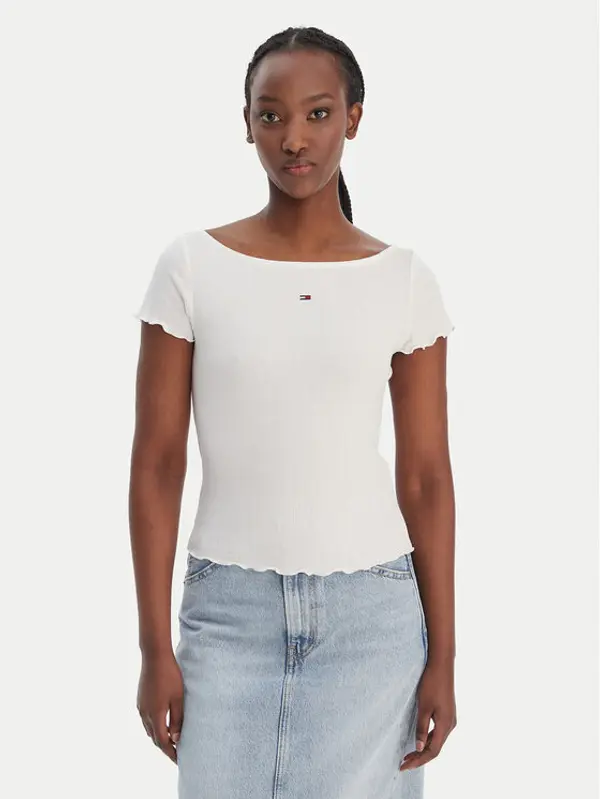 Tommy Jeans Tommy Jeans T-shirt Lettuce Edge DW0DW22460 Écru Slim Fit
