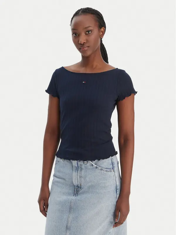 Tommy Jeans Tommy Jeans T-shirt Lettuce Edge DW0DW22460 Tamnoplava Slim Fit