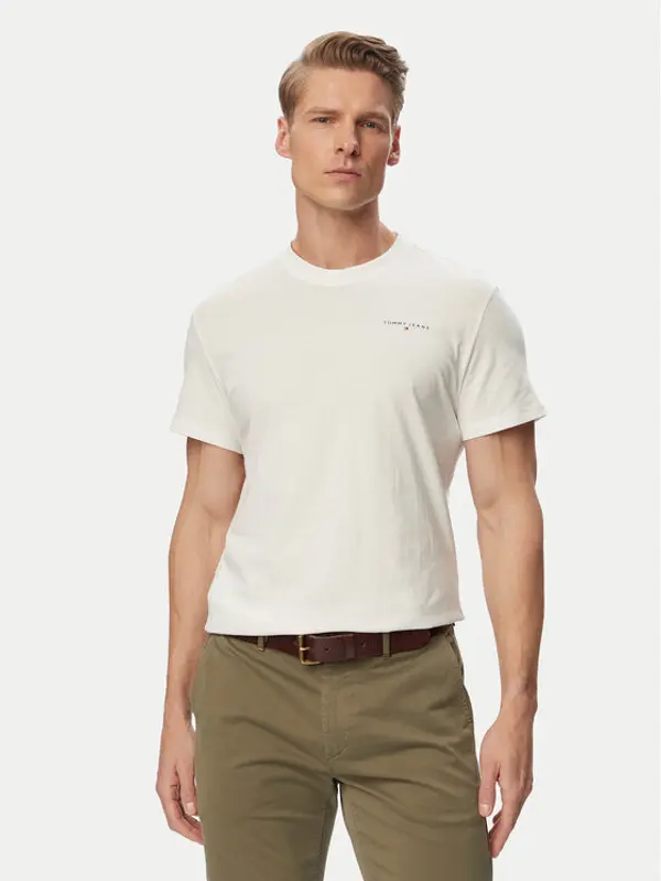 Tommy Jeans Tommy Jeans T-shirt Linear Chest DM0DM21780 Écru Slim Fit