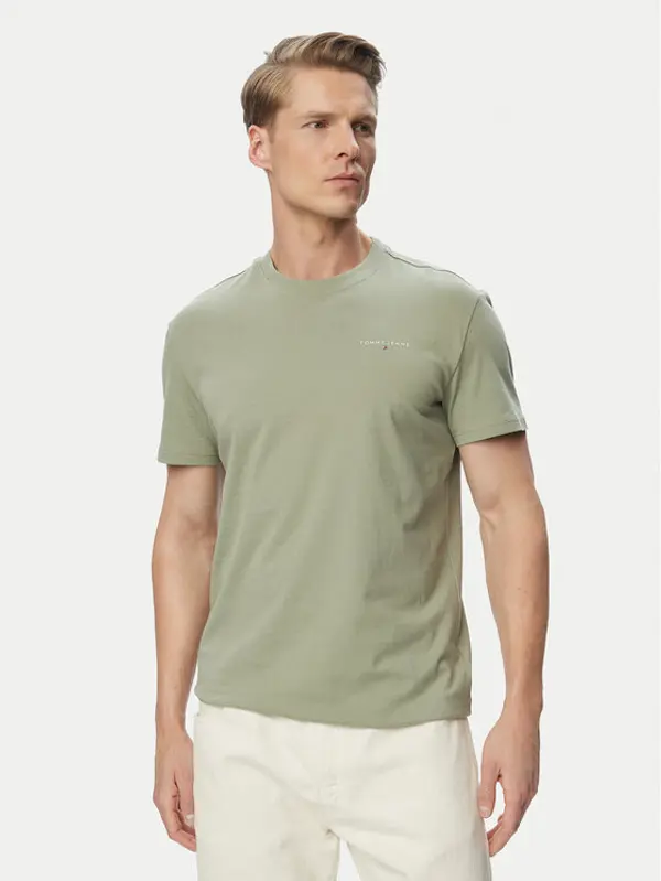 Tommy Jeans Tommy Jeans T-shirt Linear Chest DM0DM21780 Svijetlo zelena Slim Fit
