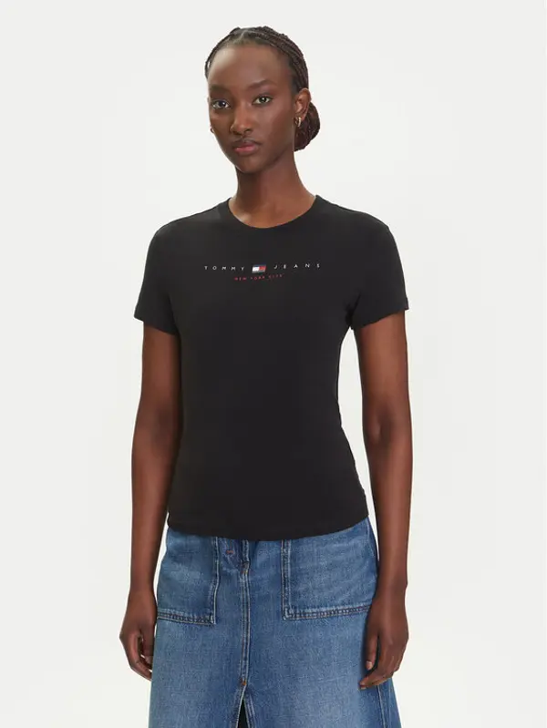 Tommy Jeans Tommy Jeans T-shirt Linear DW0DW21422 Crna Slim Fit