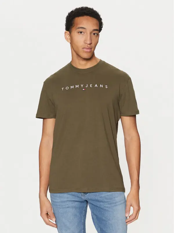 Tommy Jeans Tommy Jeans T-shirt Linear Logo DM0DM20744 Zelena Regular Fit