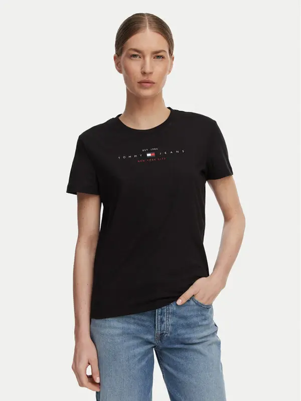 Tommy Jeans Tommy Jeans T-shirt Linear Ss Tee DW0DW22789 Crna Regular Fit