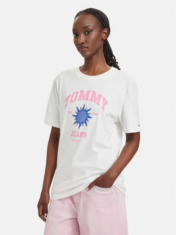 Tommy Jeans Tommy Jeans T-shirt Novelty DW0DW23159 Bijela Relaxed Fit