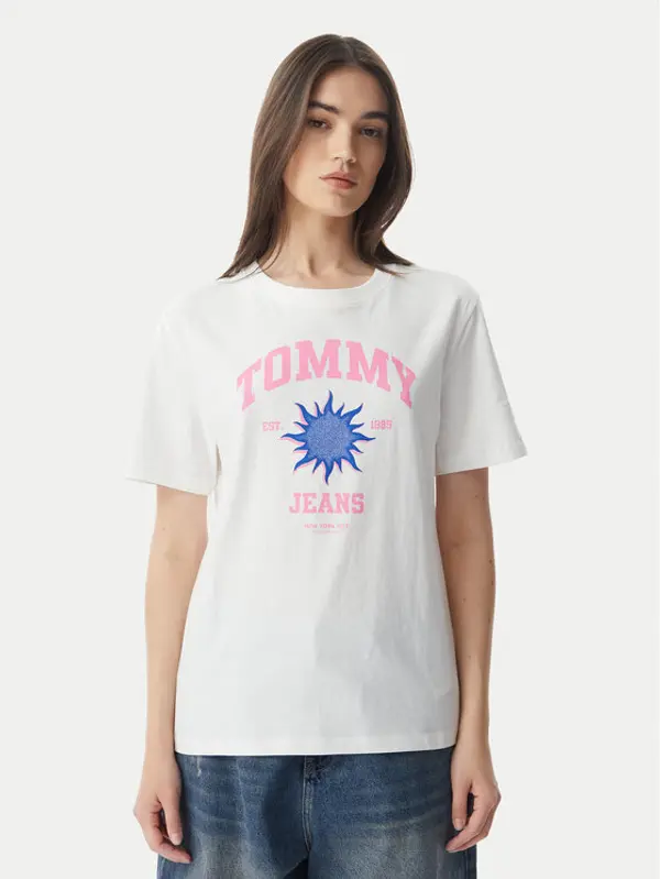 Tommy Jeans Tommy Jeans T-shirt Novelty DW0DW23159 Bijela Relaxed Fit