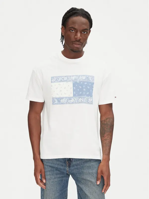 Tommy Jeans Tommy Jeans T-shirt Paisley Flag DM0DM20810 Écru Relaxed Fit