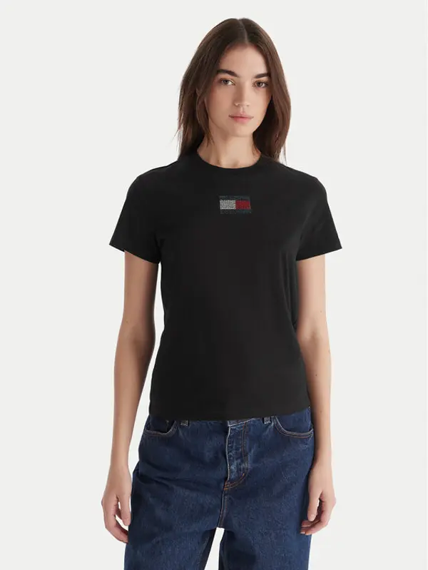 Tommy Jeans Tommy Jeans T-shirt Party Flag DW0DW21965 Crna Regular Fit