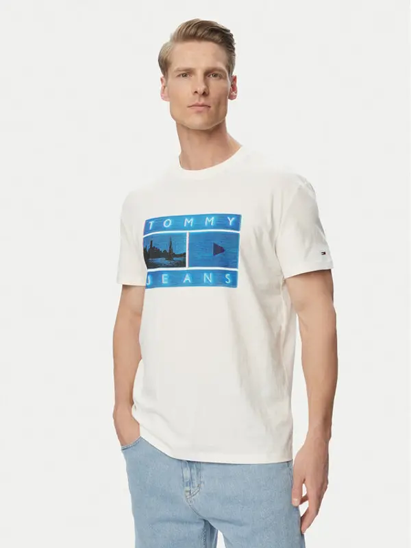 Tommy Jeans Tommy Jeans T-shirt Photo Flag DM0DM23191 Bijela Regular Fit