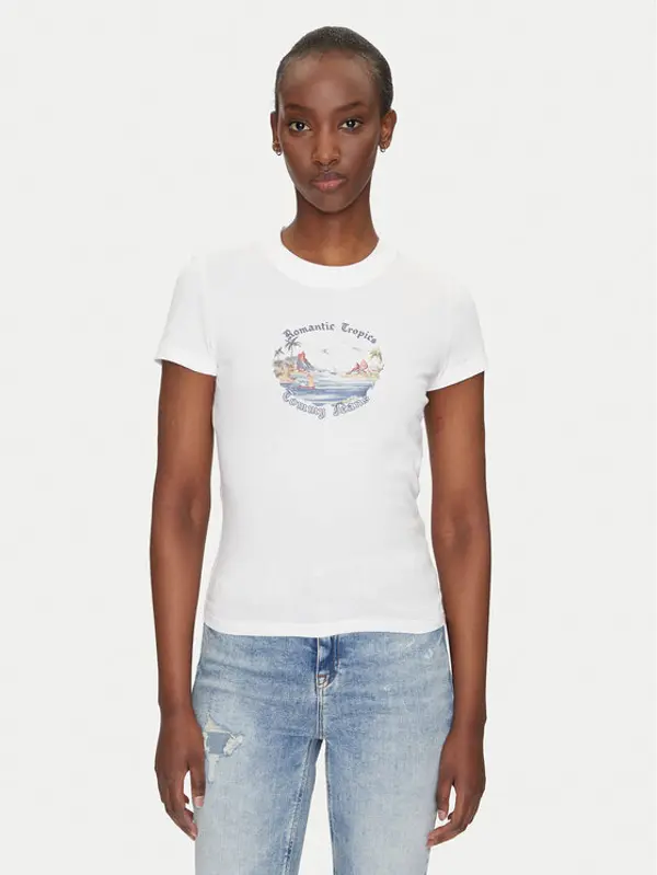 Tommy Jeans Tommy Jeans T-shirt Romance DW0DW21342 Écru Slim Fit