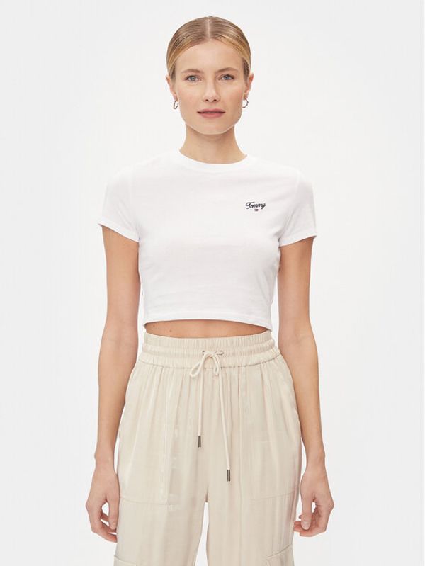 Tommy Jeans Tommy Jeans T-shirt Script DW0DW17366 Bijela Slim Fit
