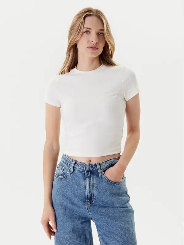 Tommy Jeans Tommy Jeans T-shirt Script DW0DW20910 Écru Slim Fit