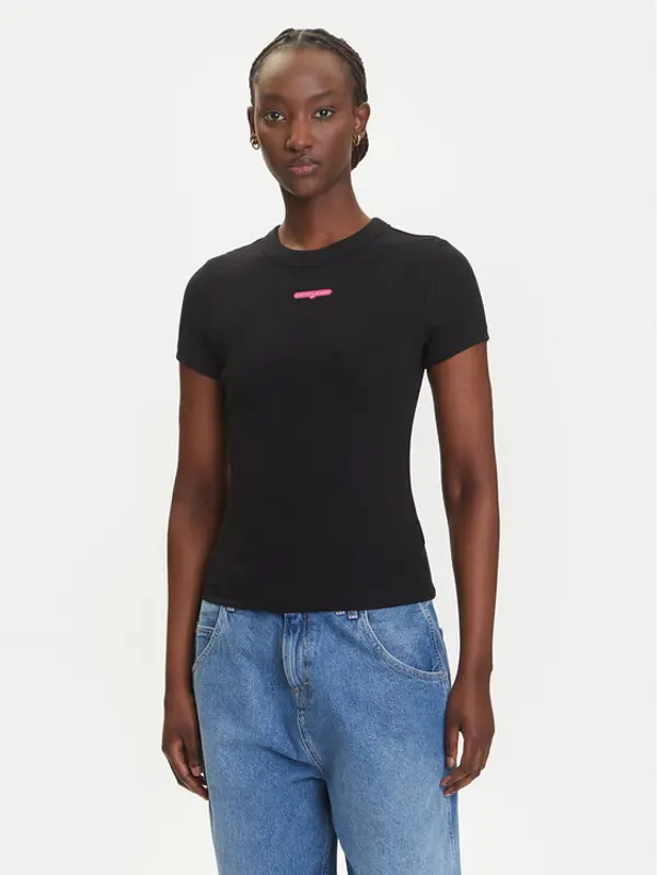 Tommy Jeans Tommy Jeans T-shirt Script Label DW0DW21402 Crna Slim Fit