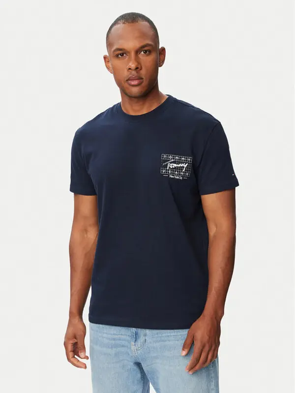 Tommy Jeans Tommy Jeans T-shirt Sign DM0DM23177 Tamnoplava Regular Fit