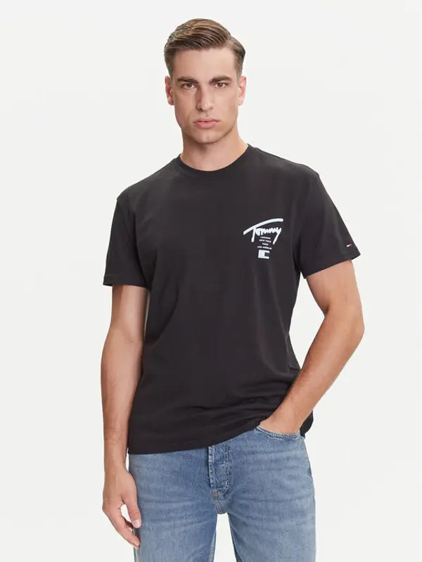 Tommy Jeans Tommy Jeans T-shirt Signature City DM0DM21934 Crna Regular Fit