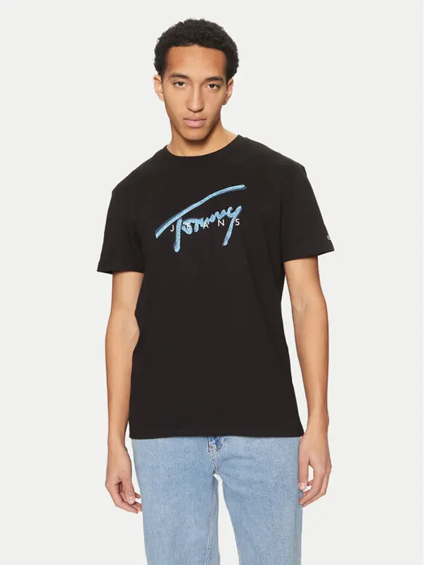 Tommy Jeans Tommy Jeans T-shirt Signature DM0DM21109 Crna Regular Fit