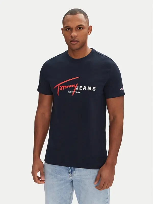 Tommy Jeans Tommy Jeans T-shirt Signature Dna DM0DM20817 Tamnoplava Regular Fit