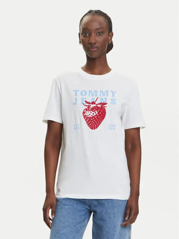Tommy Jeans Tommy Jeans T-shirt Strawberry DW0DW20894 Bijela Relaxed Fit
