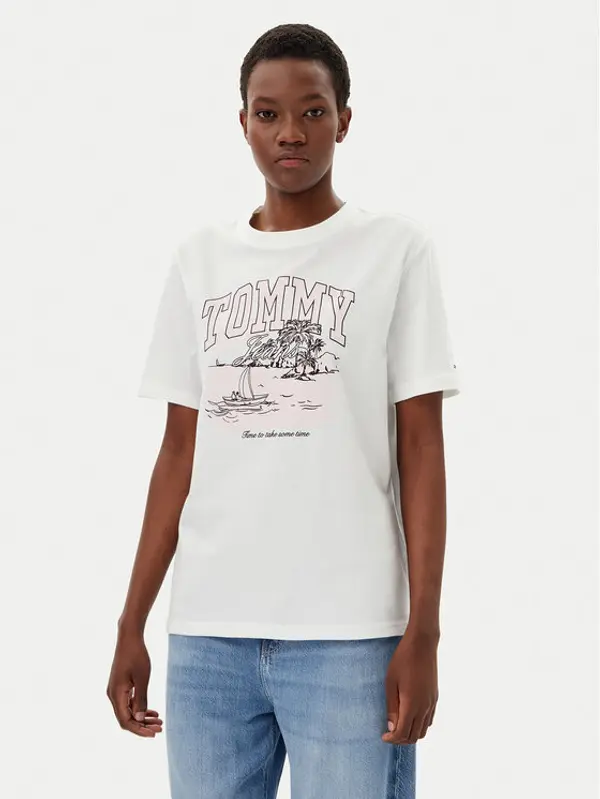 Tommy Jeans Tommy Jeans T-shirt Tonal Tropics DW0DW21343 Écru Relaxed Fit