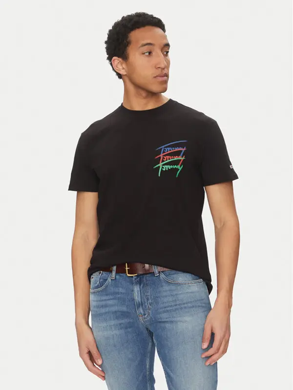 Tommy Jeans Tommy Jeans T-shirt Twisted Signature DM0DM20771 Crna Regular Fit