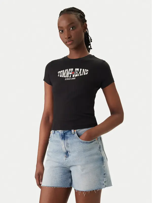 Tommy Jeans Tommy Jeans T-shirt Wavy Flag DW0DW22272 Crna Slim Fit