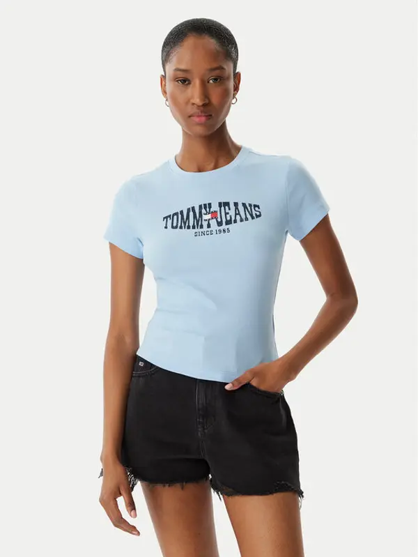 Tommy Jeans Tommy Jeans T-shirt Wavy Flag DW0DW22272 Svijetlo plava Slim Fit