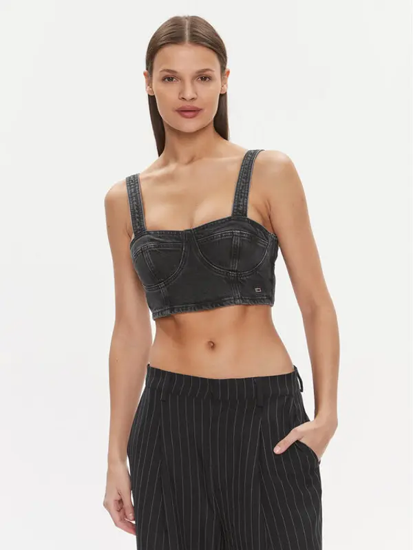 Tommy Jeans Tommy Jeans Top Bustier Top Ah7185 DW0DW17699 Crna Slim Fit