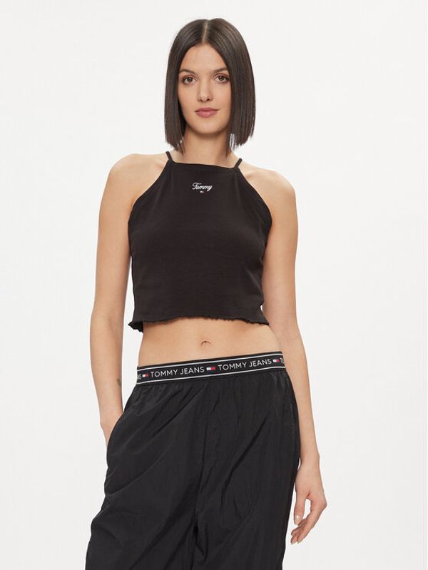 Tommy Jeans Tommy Jeans Top DW0DW17368 Crna Slim Fit