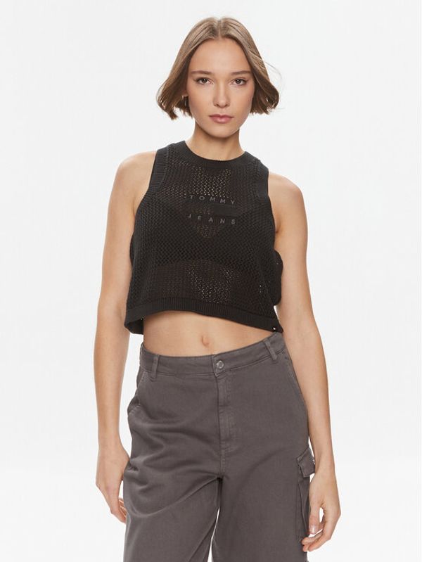 Tommy Jeans Tommy Jeans Top DW0DW18336 Crna Regular Fit