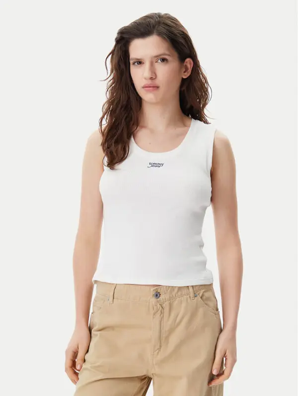 Tommy Jeans Tommy Jeans Top DW0DW21369 Bijela Slim Fit