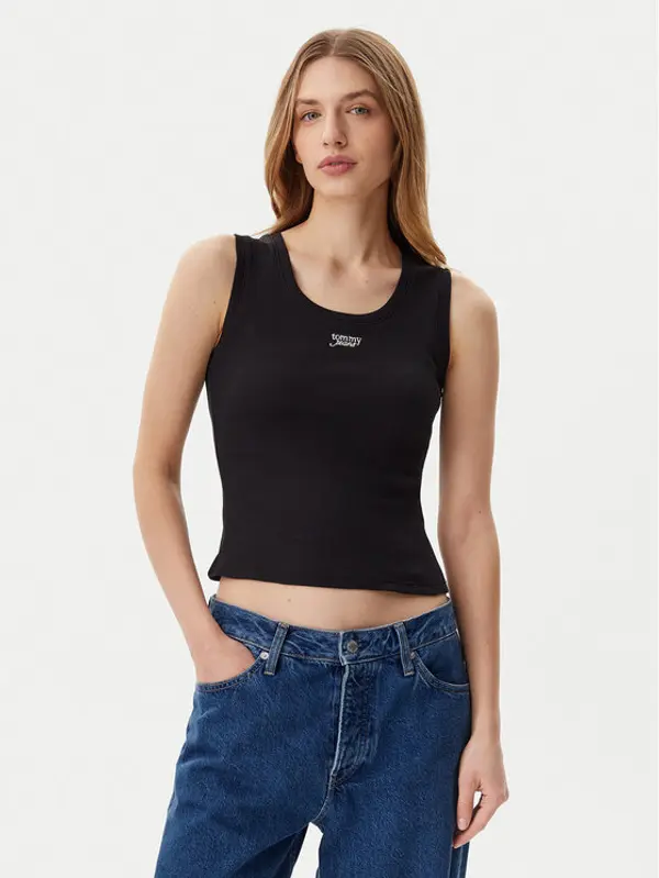 Tommy Jeans Tommy Jeans Top DW0DW21369 Crna Slim Fit