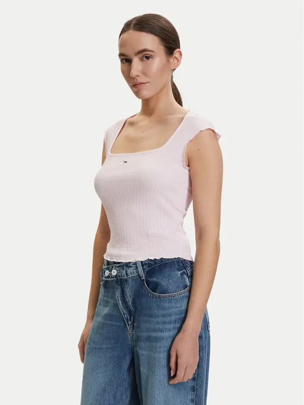 Tommy Jeans Tommy Jeans Top DW0DW22220 Svijetlo roza Slim Fit