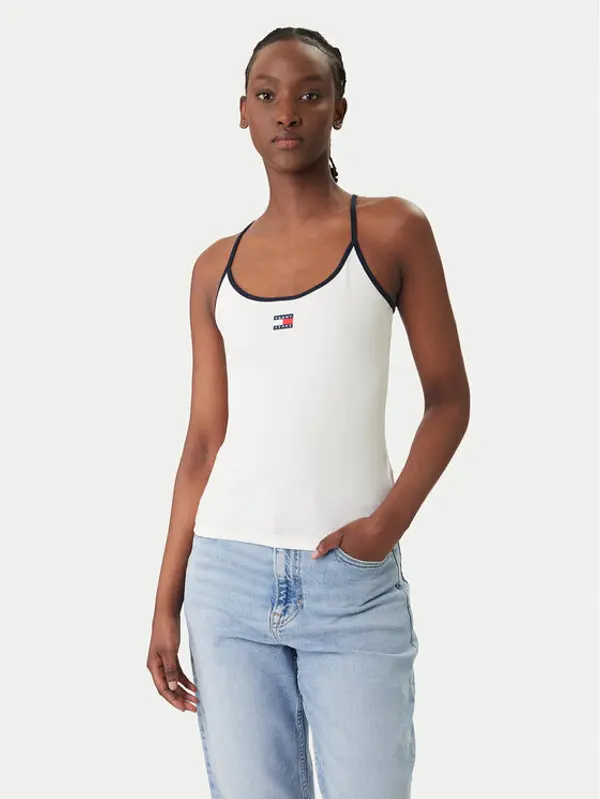 Tommy Jeans Tommy Jeans Top DW0DW22261 Bijela Slim Fit