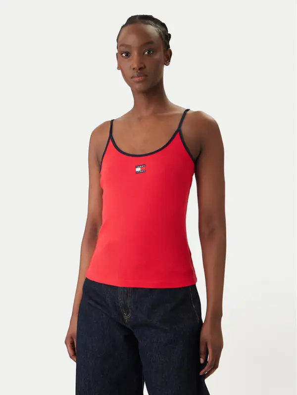 Tommy Jeans Tommy Jeans Top DW0DW22261 Crvena Slim Fit