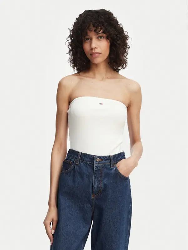 Tommy Jeans Tommy Jeans Top DW0DW22263 Bijela Slim Fit