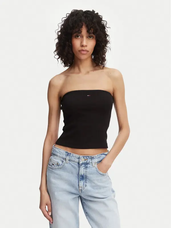 Tommy Jeans Tommy Jeans Top DW0DW22263 Crna Slim Fit