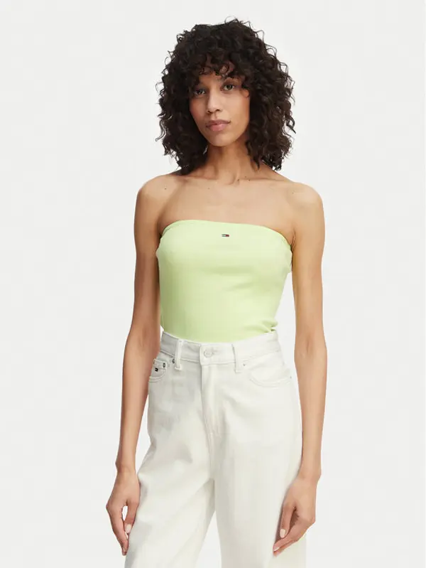 Tommy Jeans Tommy Jeans Top DW0DW22263 Svijetlo zelena Slim Fit