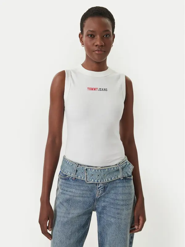 Tommy Jeans Tommy Jeans Top DW0DW22577 Bijela Slim Fit