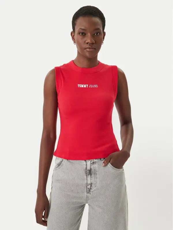 Tommy Jeans Tommy Jeans Top DW0DW22577 Crvena Slim Fit