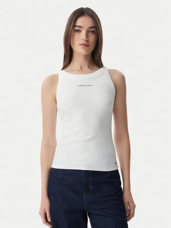 Tommy Jeans Tommy Jeans Top Ess Logo DW0DW22806 Krem Slim Fit