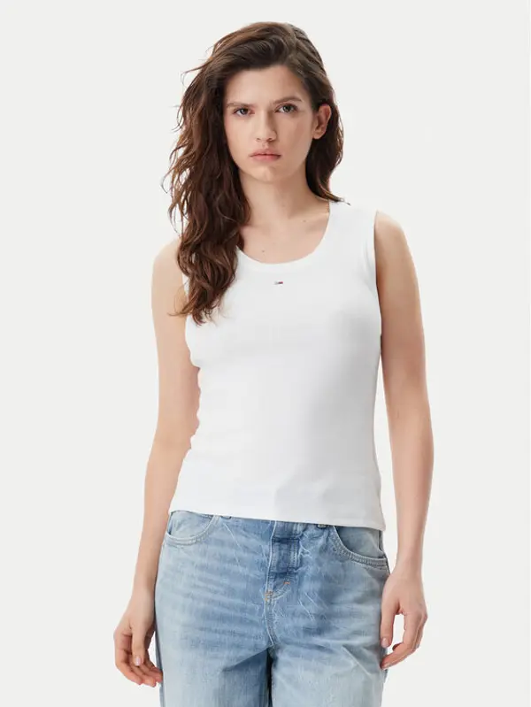 Tommy Jeans Tommy Jeans Top Essential DW0DW20673 Bijela Slim Fit