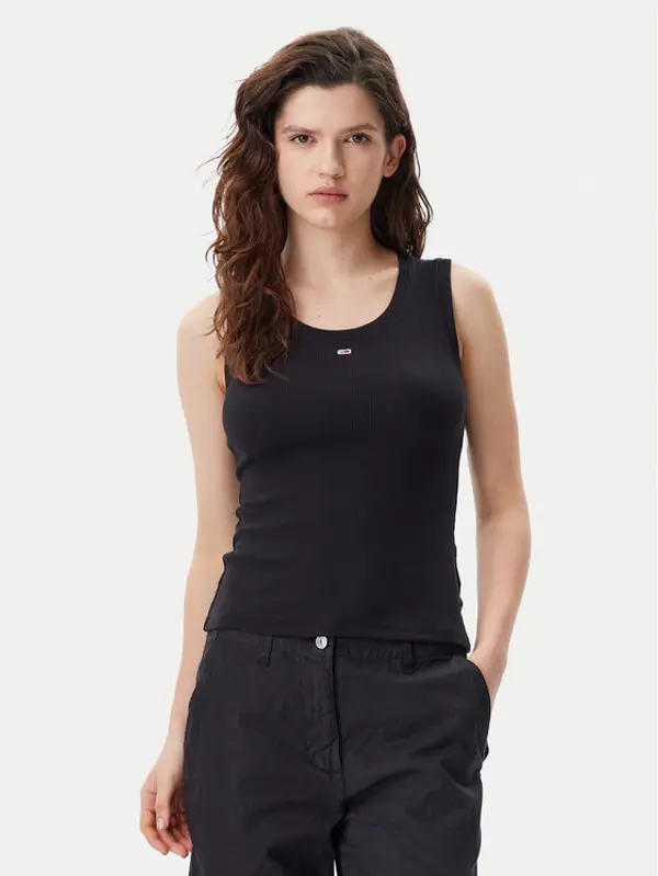 Tommy Jeans Tommy Jeans Top Essential DW0DW20673 Crna Slim Fit