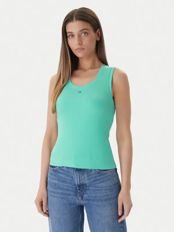 Tommy Jeans Tommy Jeans Top Essential DW0DW20673 Zelena Regular Fit