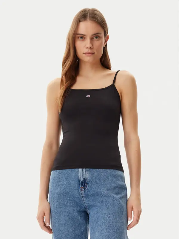 Tommy Jeans Tommy Jeans Top Essential DW0DW20675 Crna Slim Fit