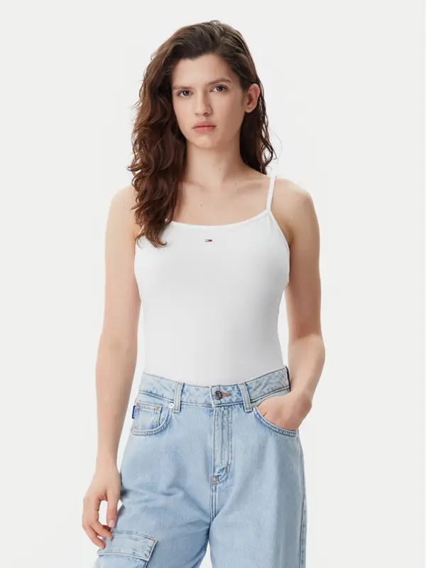 Tommy Jeans Tommy Jeans Top Essential DW0DW20675 Écru Slim Fit